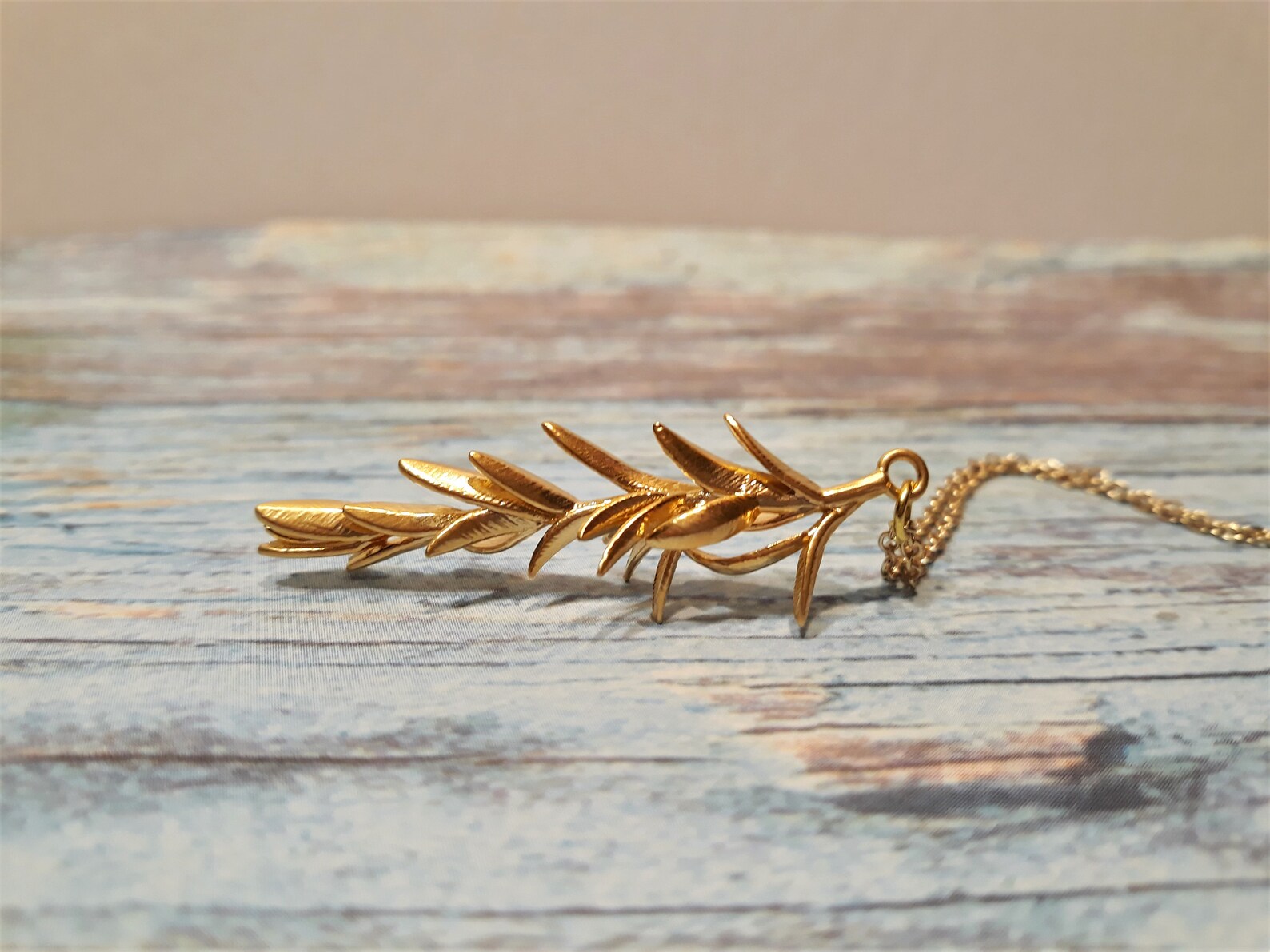 Gold rosemary Necklace Herb Necklace Leaf Necklace green Etsy