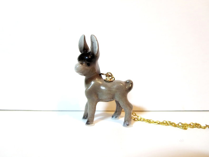 Unicorn Horse fox necklace,mother day gift Porcelain Bunny Rabbit Pendant Burro Donkey necklace Ceramic Bambi necklace fox necklace