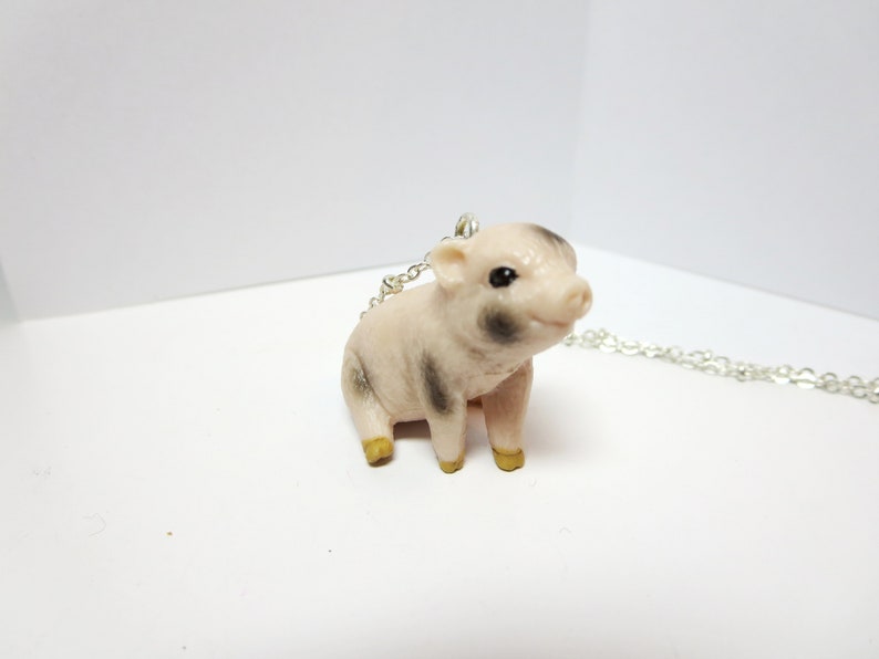 animal lover Little  piglet necklace miniature figurine Personalized Gift Llama necklace resin animal necklace piggy pig necklace
