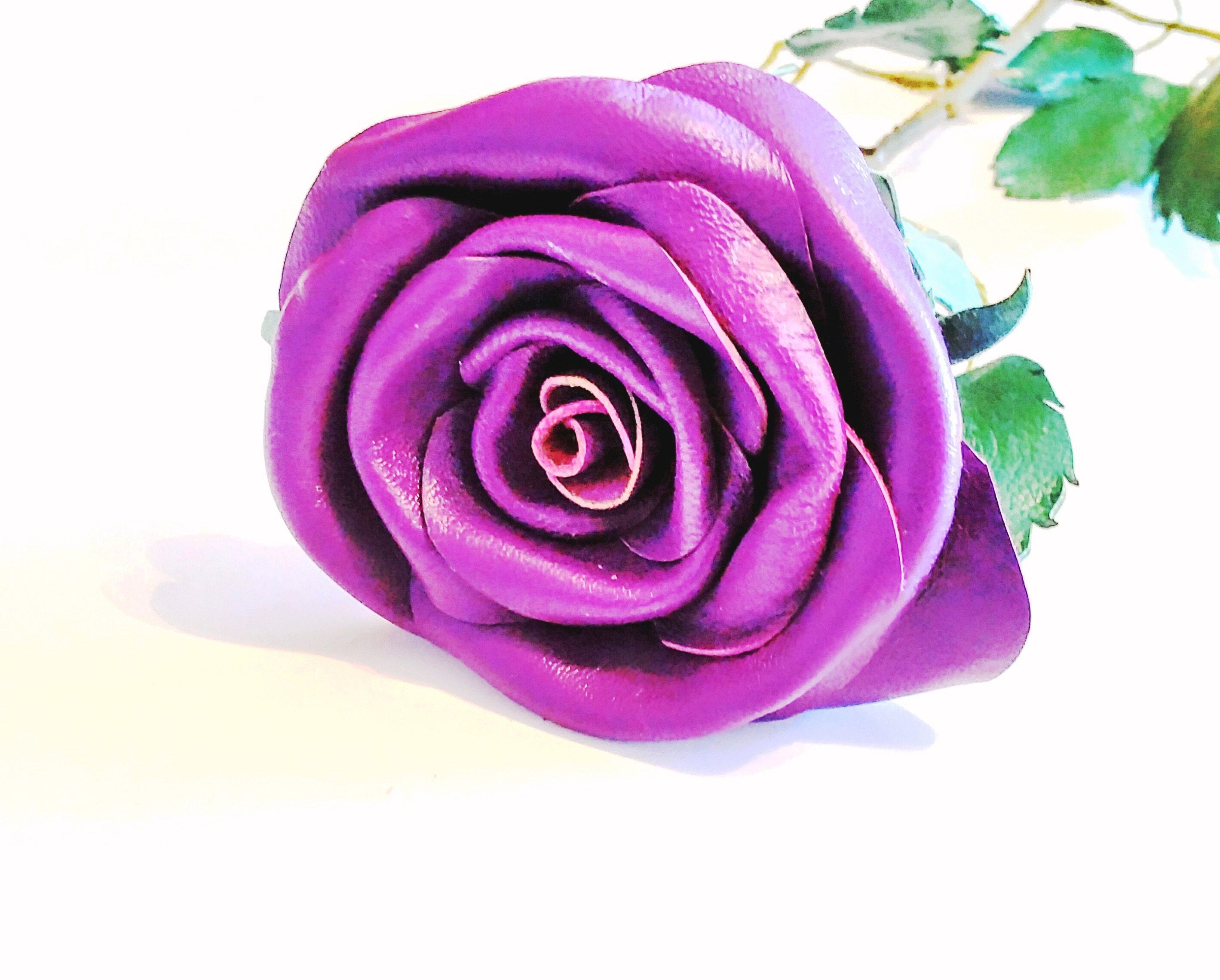 Black Leather Rose Leather Anniversary Gift Handmade Leather Etsy