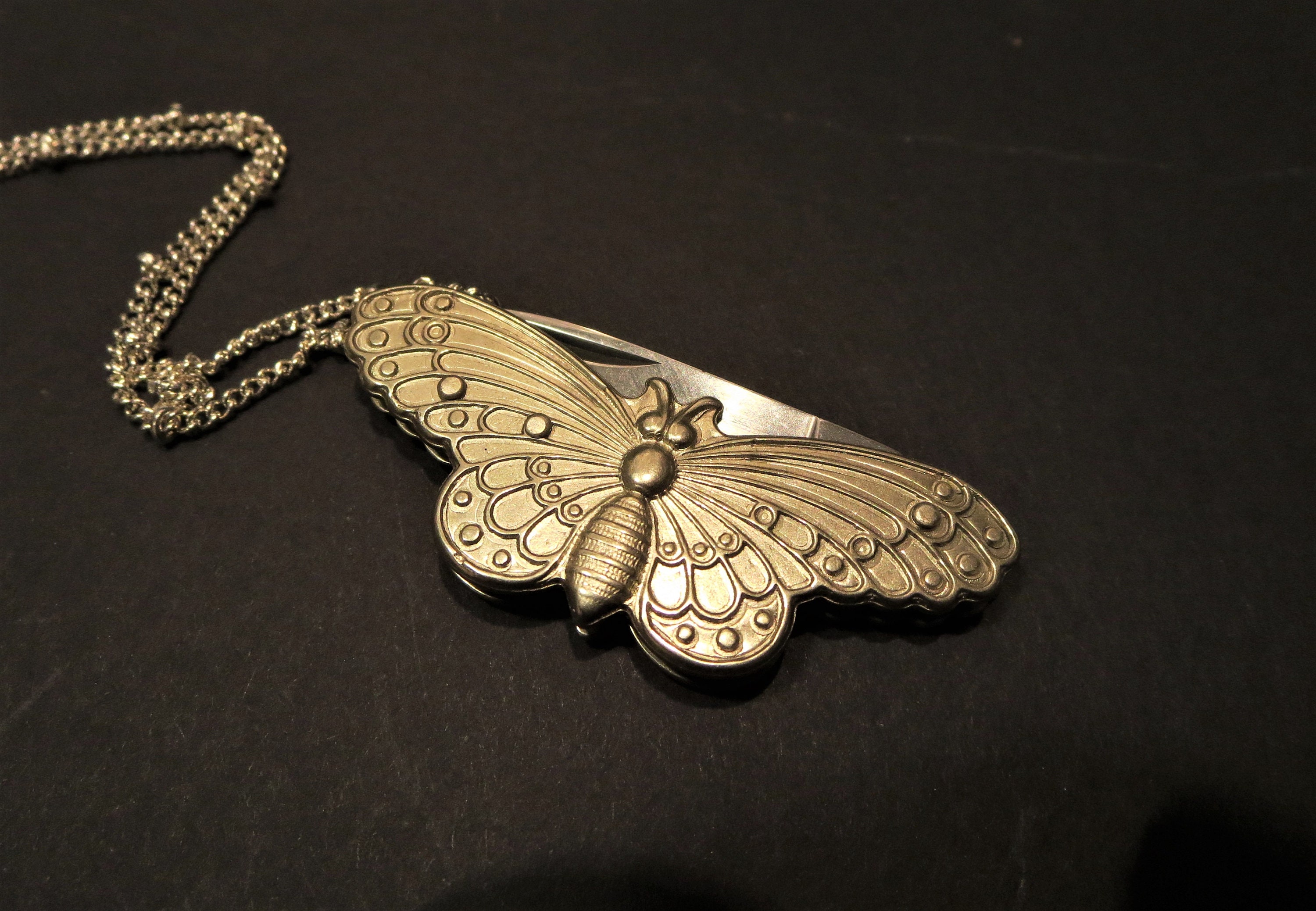 Pocket Knife Necklace woman Silver leaf knife pendant Etsy