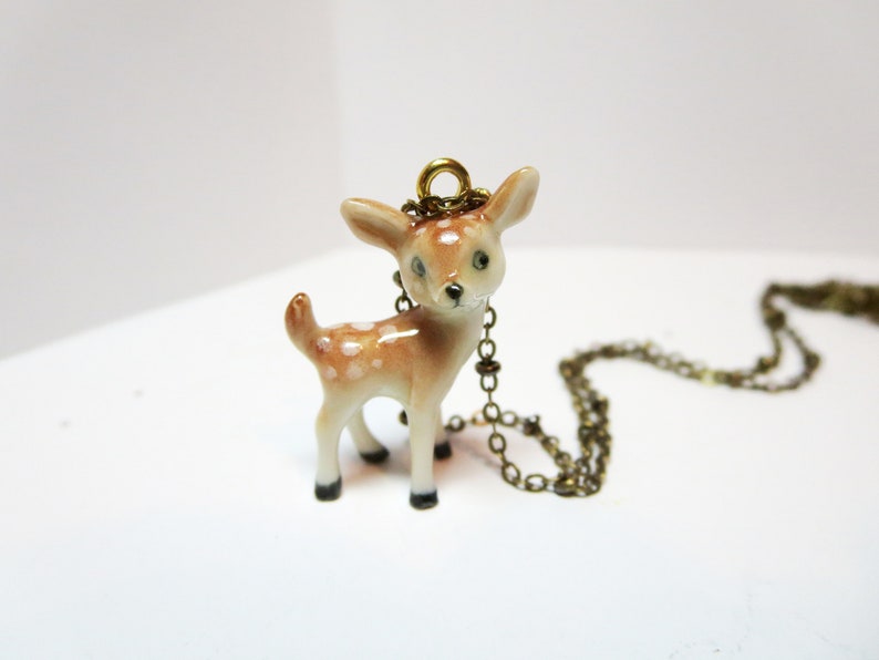 Unicorn Horse fox necklace,mother day gift Porcelain Bunny Rabbit Pendant Burro Donkey necklace Ceramic Bambi necklace fox necklace