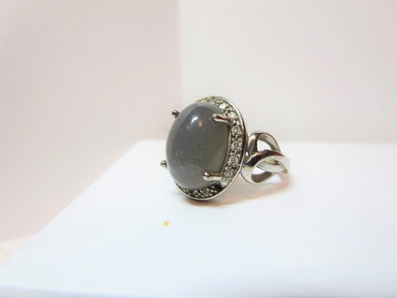 Vintage moonstone silver ring, 14k Amore Vintage r