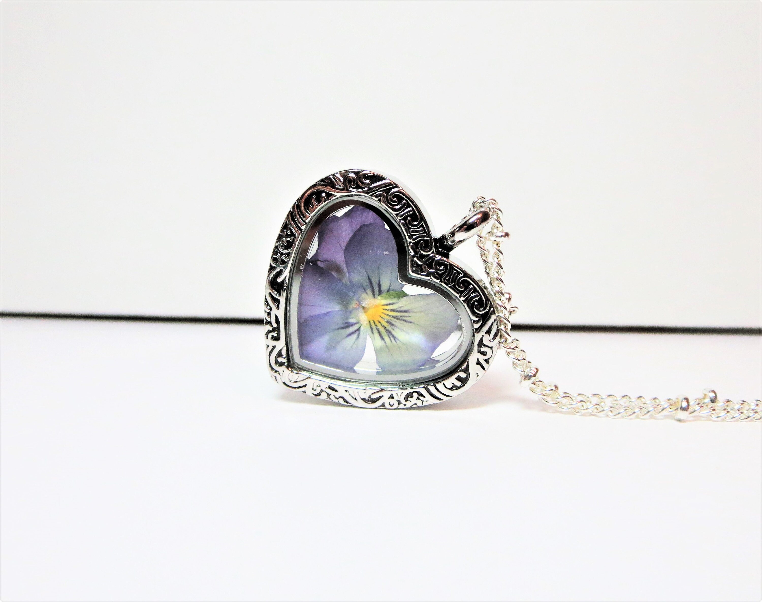 Real Violet Flower Necklace Pansy Flower Pendant Necklace Etsy