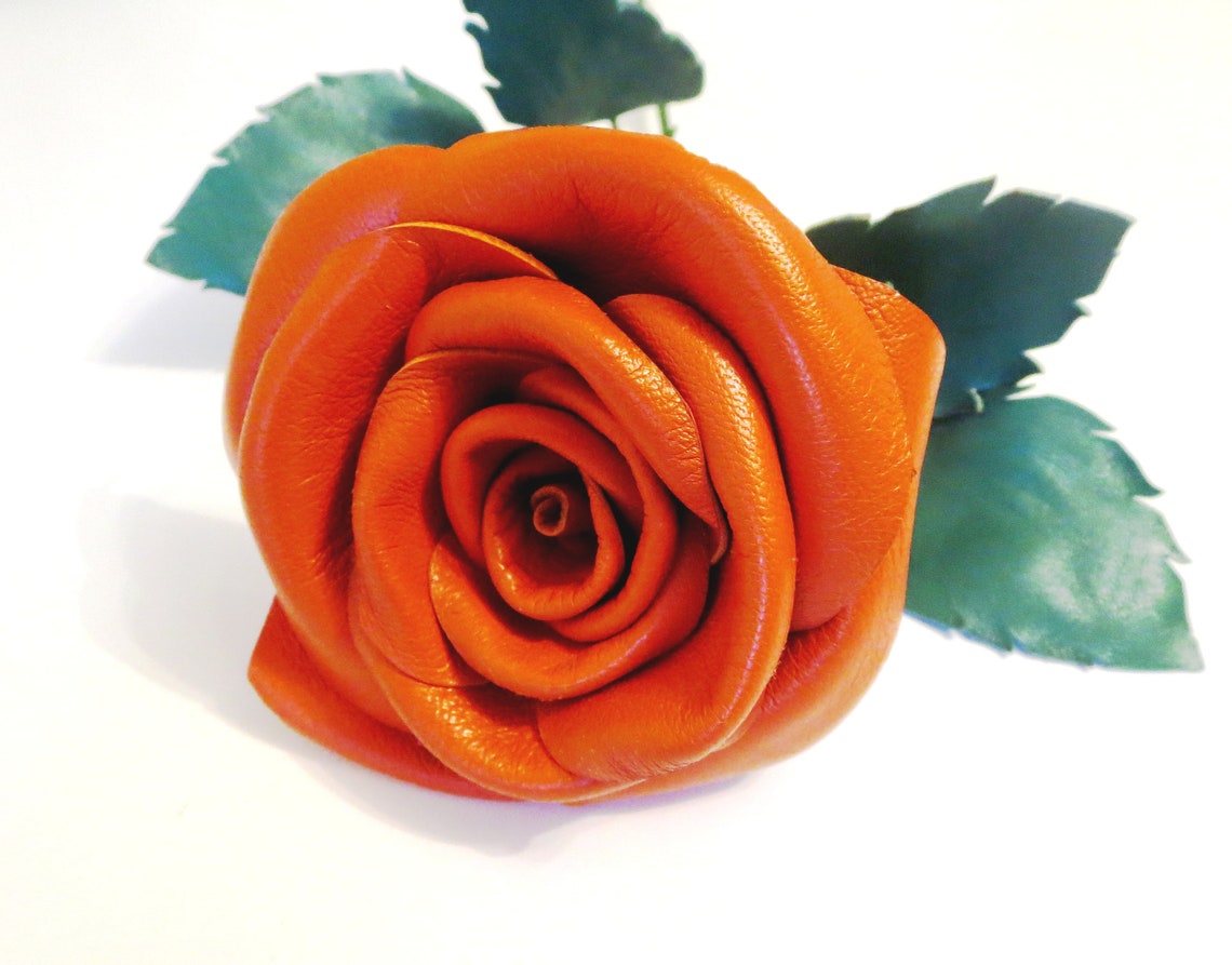 Leather Rose Leather Gift 3rd Anniversary Gift Red Long Etsy