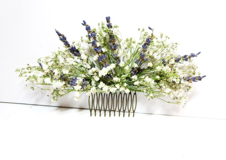 floral hair pin Baby/'s breath hair pin Lavender hair comb Dried flower comb Bridal hair piece flowers hair comb decorative hair comb