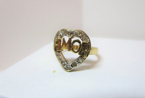 Heart ring Vintage 14 k heart ring moonstone silve