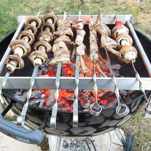 Light Collapsible Aluminum Racks for shish kabab and kabab kubideh.