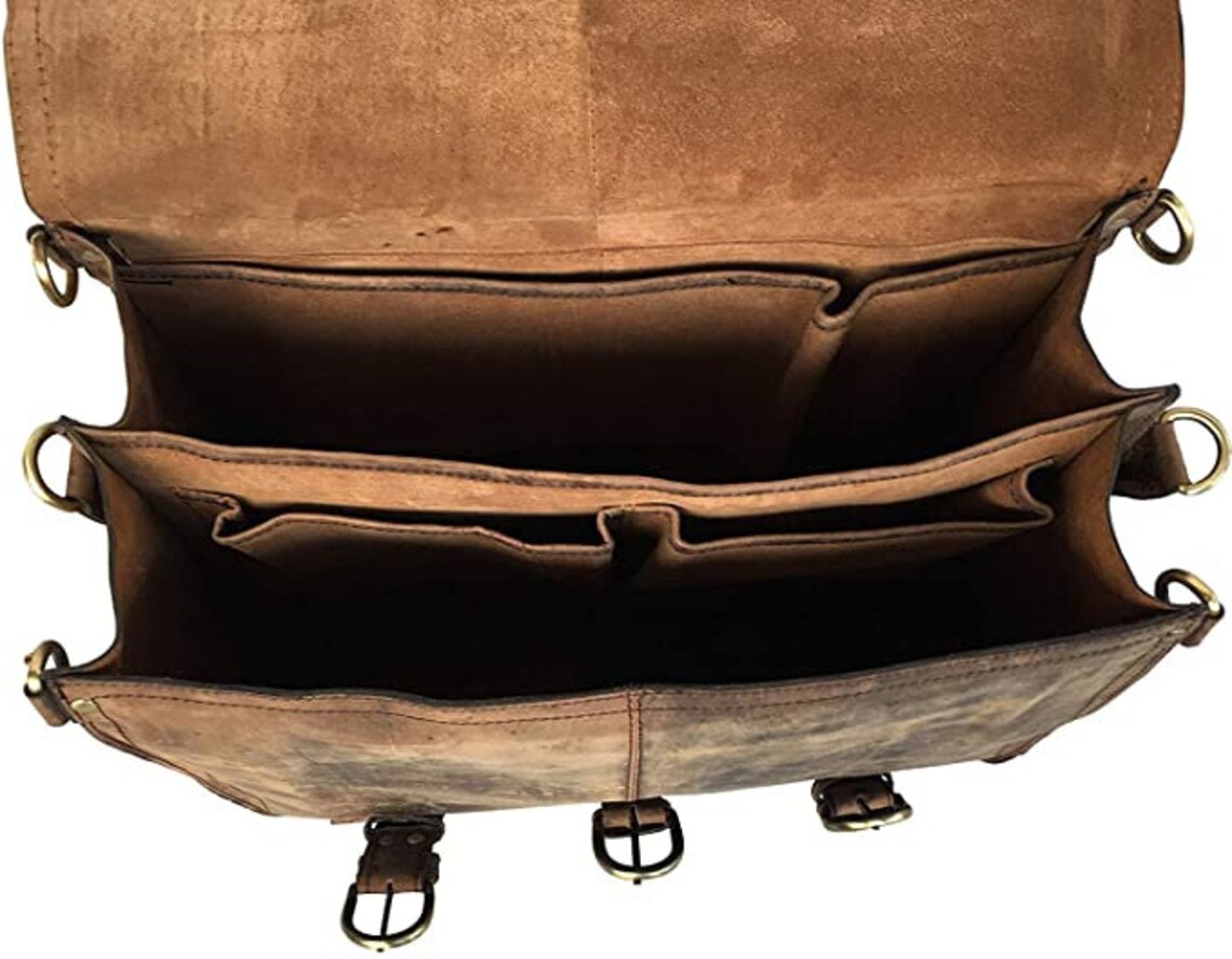 16 Genuine Buffalo Leather Messenger Bag for Men Women Etsy