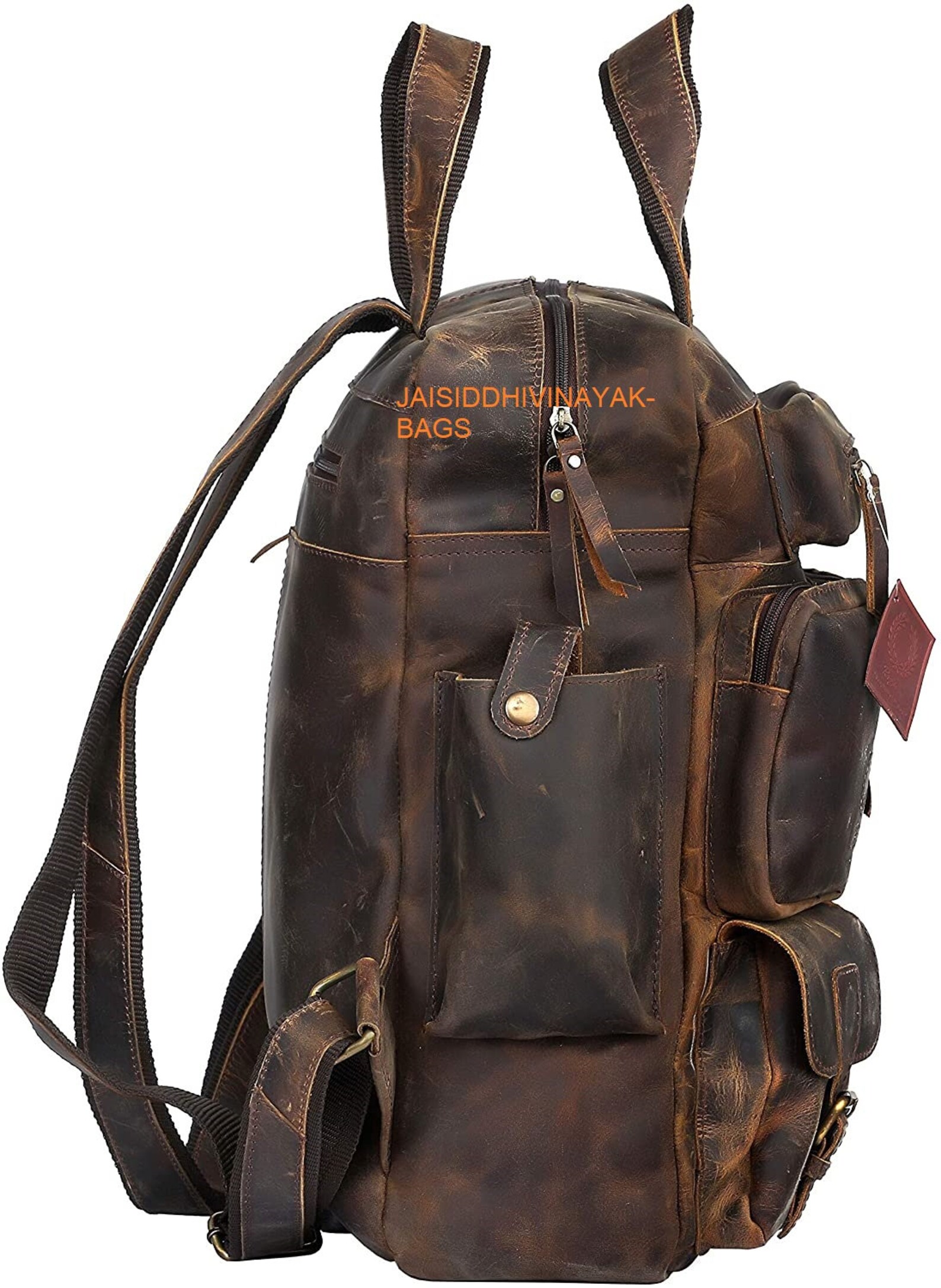 Vintage Buffalo Leather Backpack Multi Pockets Travel Bag for Etsy