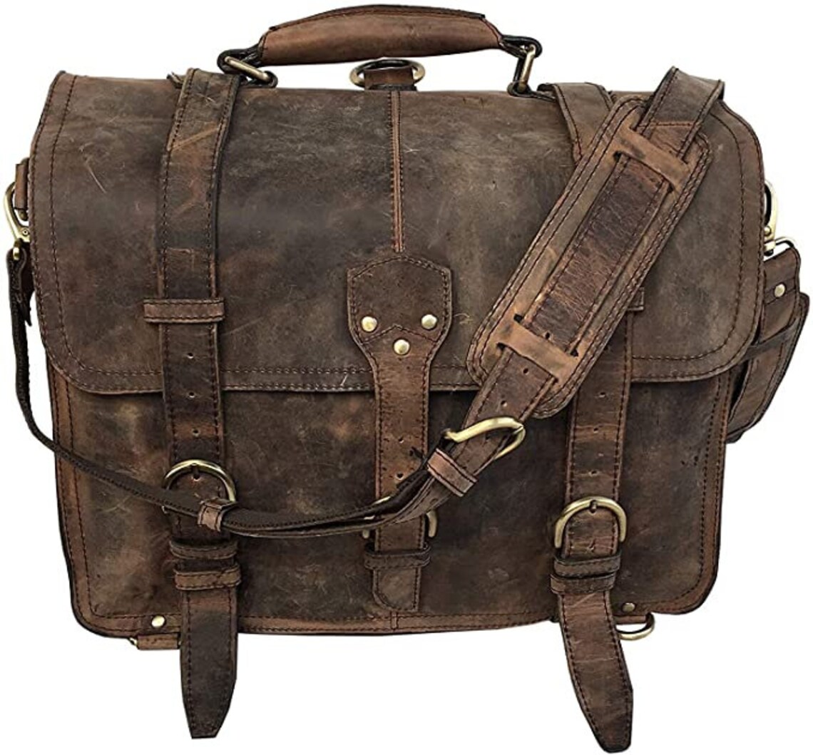 16 Genuine Buffalo Leather Messenger Bag for Men Women Etsy