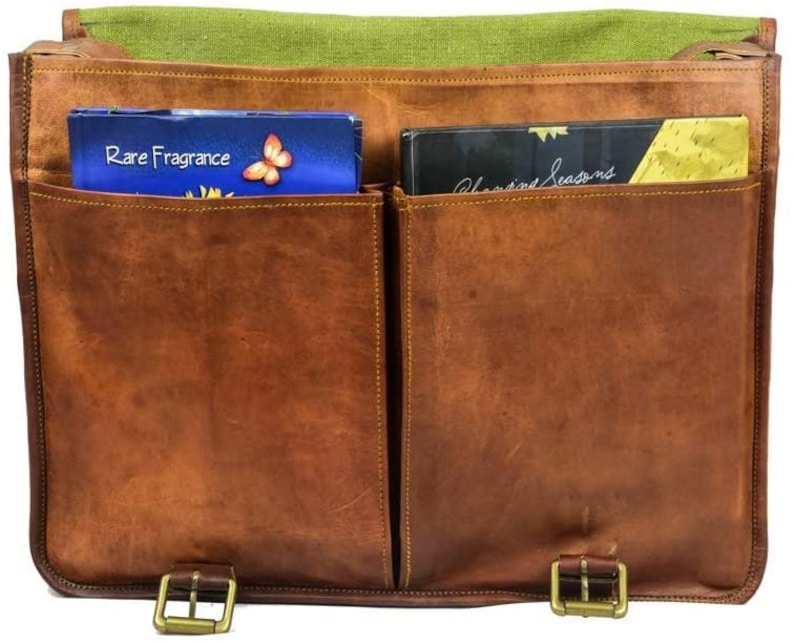 Briefcase Bag Laptop Bag Gift for him her Leather Messenger Bag Shoulder Crossbody Vintage Goat Leather Handmade Bag for Men and Women