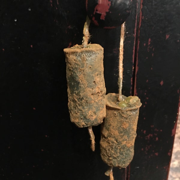 Primitive Decor Colonial, Natures Blackened Bees Wax Taper Nubbins hanging wick candles.