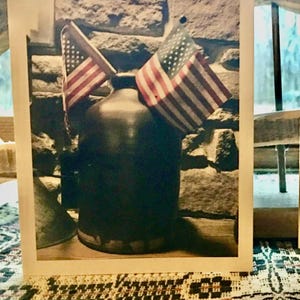 Tarjeta de felicitación de estilo colonial primitivo de granja americana, cumpleaños, Día de la Independencia o Día del Padre 4 de julio