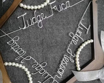 Custom Wedding Hanger: Pearl & Wire Name Hanger, Bride Gift