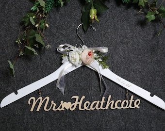 Custom Bride Hanger: Personalized Solid Wood Wedding Dress Hanger