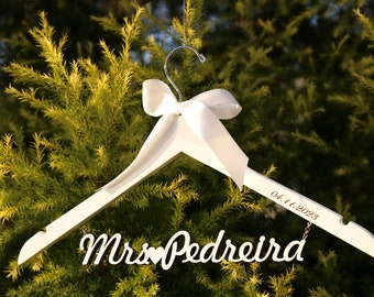 Custom Bride Hanger: Personalized Solid Wood Wedding Dress Hanger