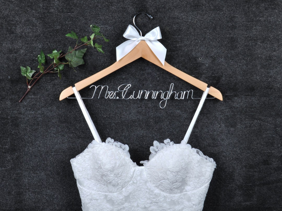 Personalized Gown Hanger Wedding Dress Hanger With Flower Bride Hanger ...