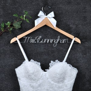 Personalized Gown Hanger - Wedding Dress Hanger With Flower -  Bride Hanger - Bridal Hanger - Bride Gift - Bridal Shower Gift