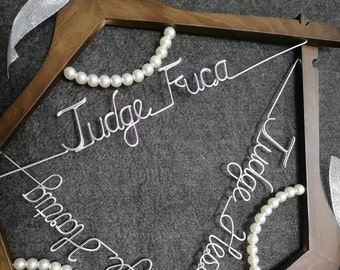 Custom Wedding Hanger: Pearl Decoration, Wire Name Hanger