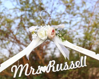 Custom Wedding Hanger: Engraved Solid Wood Bridal Gift