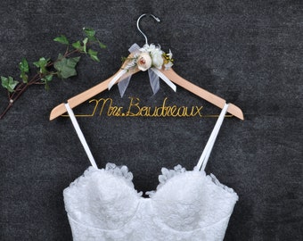 Rustic Chic Wedding Hanger First and Last Name Personalized Hanger Custom Hanger Bridal Hanger Bride Bridal Shower Gift Bridesmaid Rustic