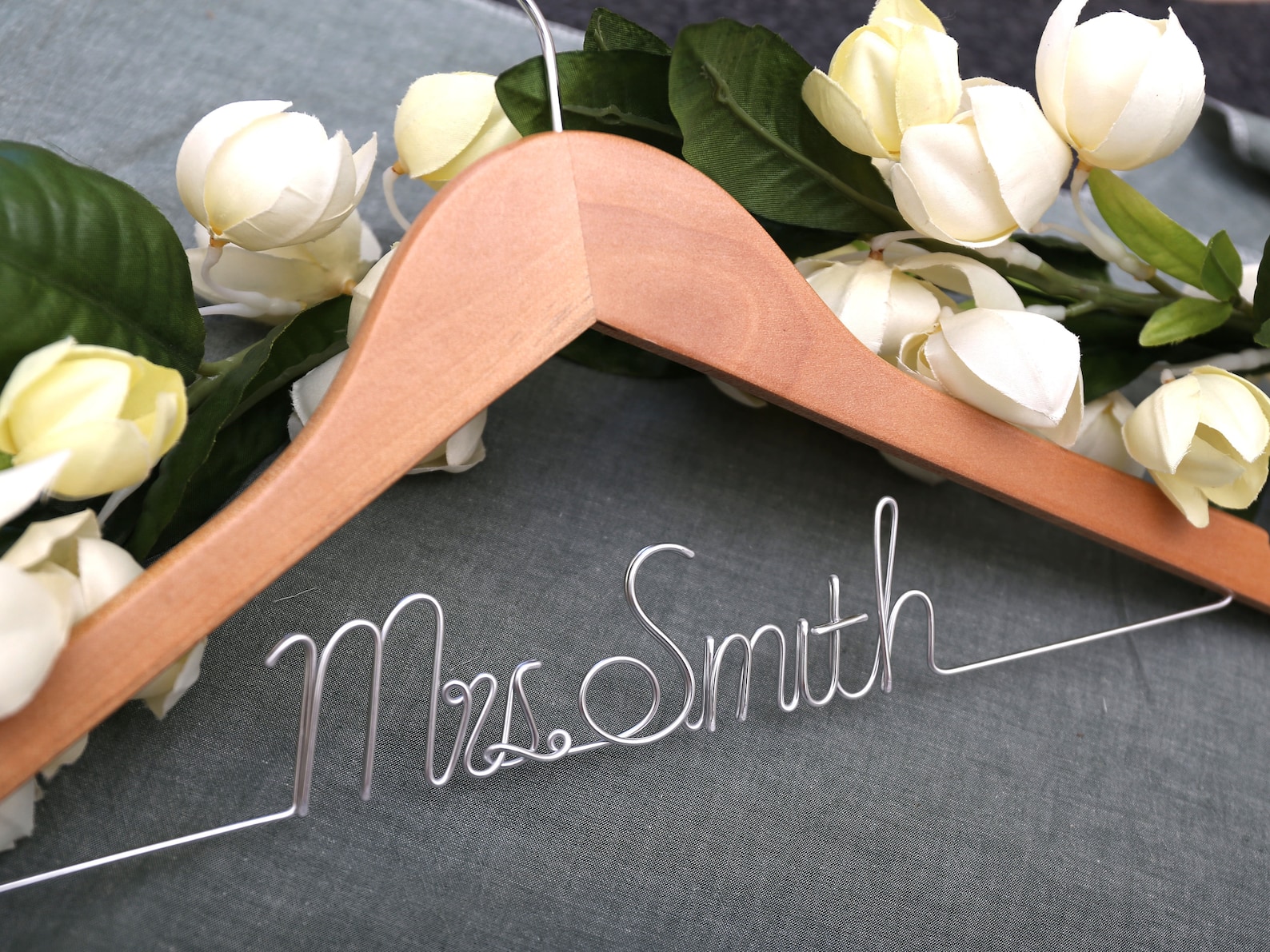Vintage Gold Aluminum Wedding Hanger - Custom Monogram & Bow | Dress Display Decor- Bridal Hanger - No Accessorise, Champagne&Brown