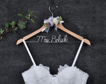 Personalized Wedding Dress Hanger with Flower: Bridal Gift