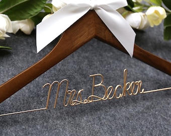 Vintage Gold Aluminum Wedding Hanger - Custom Monogram & Bow | Dress Display Decor- Bridal Hanger - Bridesmaid Hangers