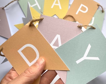 Pastel Rainbow Happy Birthday Garland, Medium and Large  Pastel Happy Birthday Bunting, Birthday Banner, Bunting 1.5m, Unicorn Party