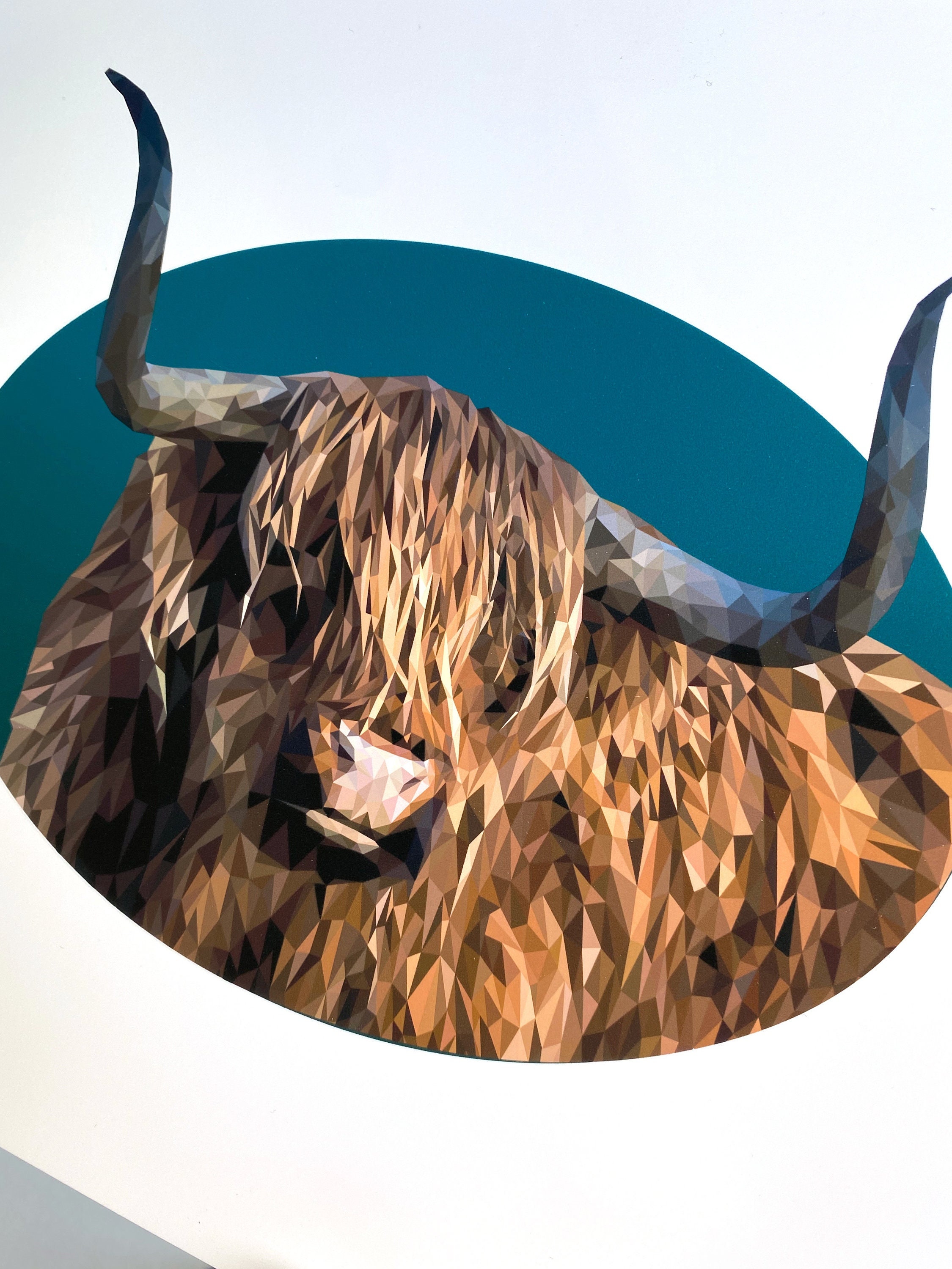 Highland Cow Print. Geometric Wall Art. A4 A3 Etsy