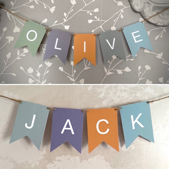 Personalised Garland, Bespoke Banner, Name Date, Medium Birthday Bunting letters, Rustic Wedding Boho Party Decorations, Logo bunting