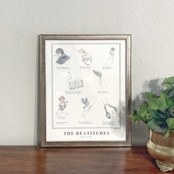 The Beatitudes Art Print - 8x10 Catholic Religious, Catholic print, Catholic wall art, religious art