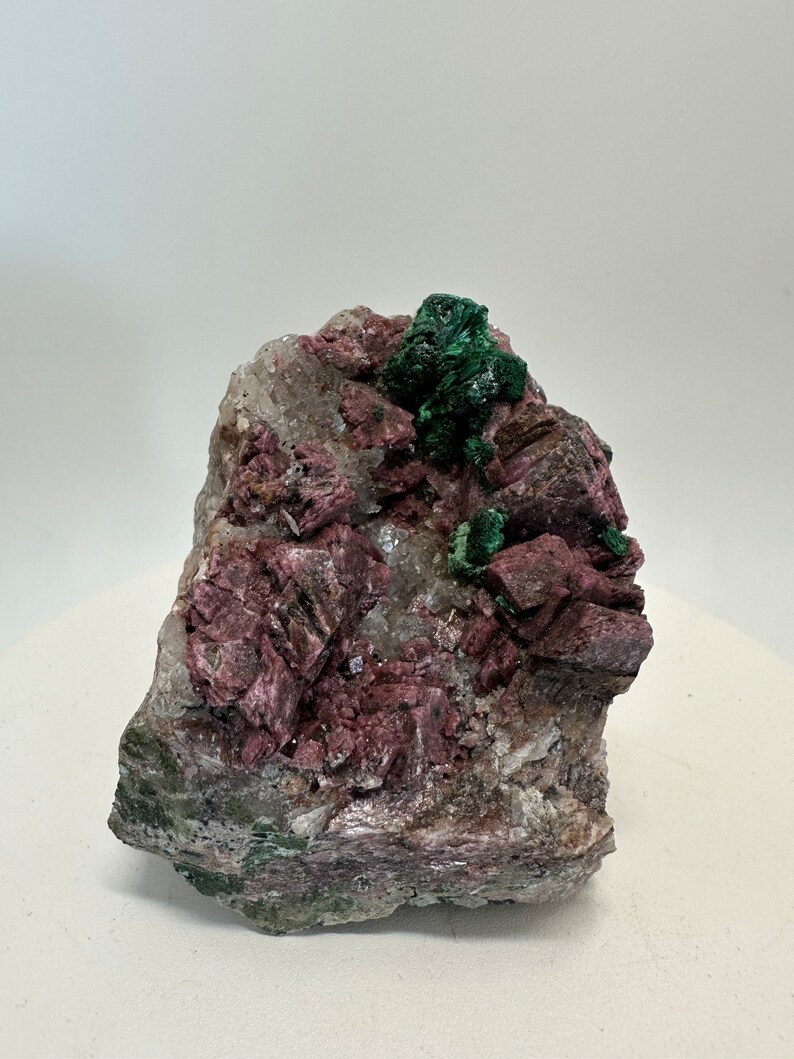 Pink cobalto calcite with malachite image 4
