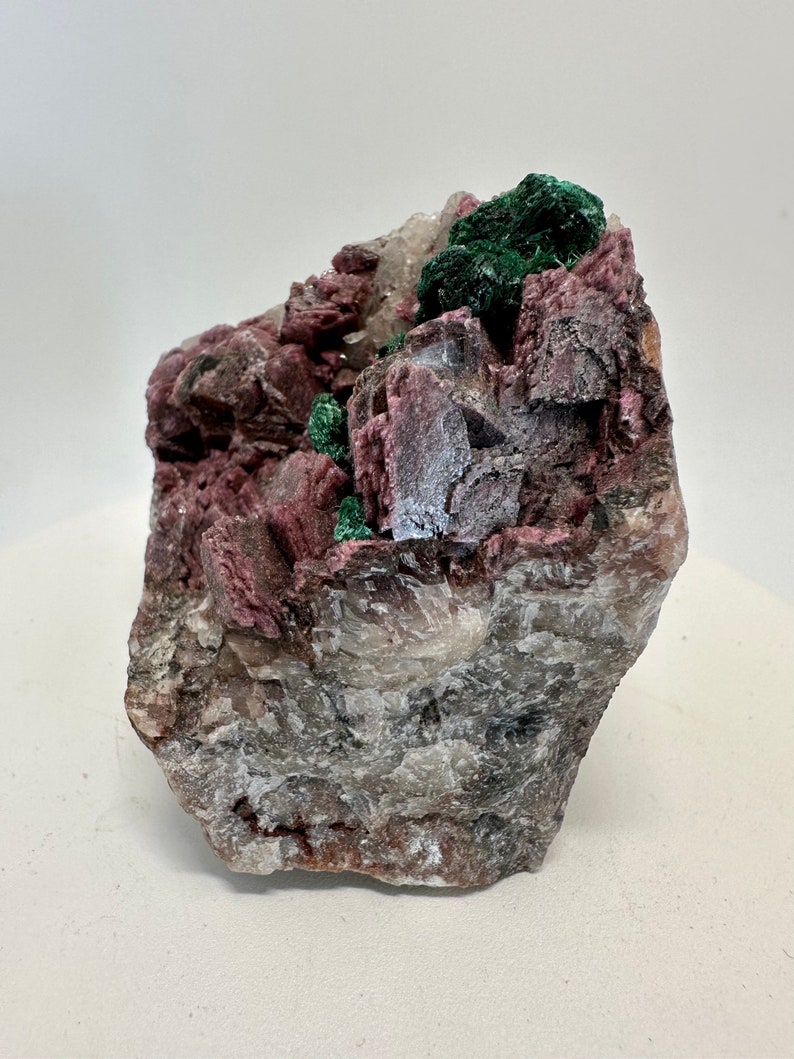 Pink cobalto calcite with malachite image 2