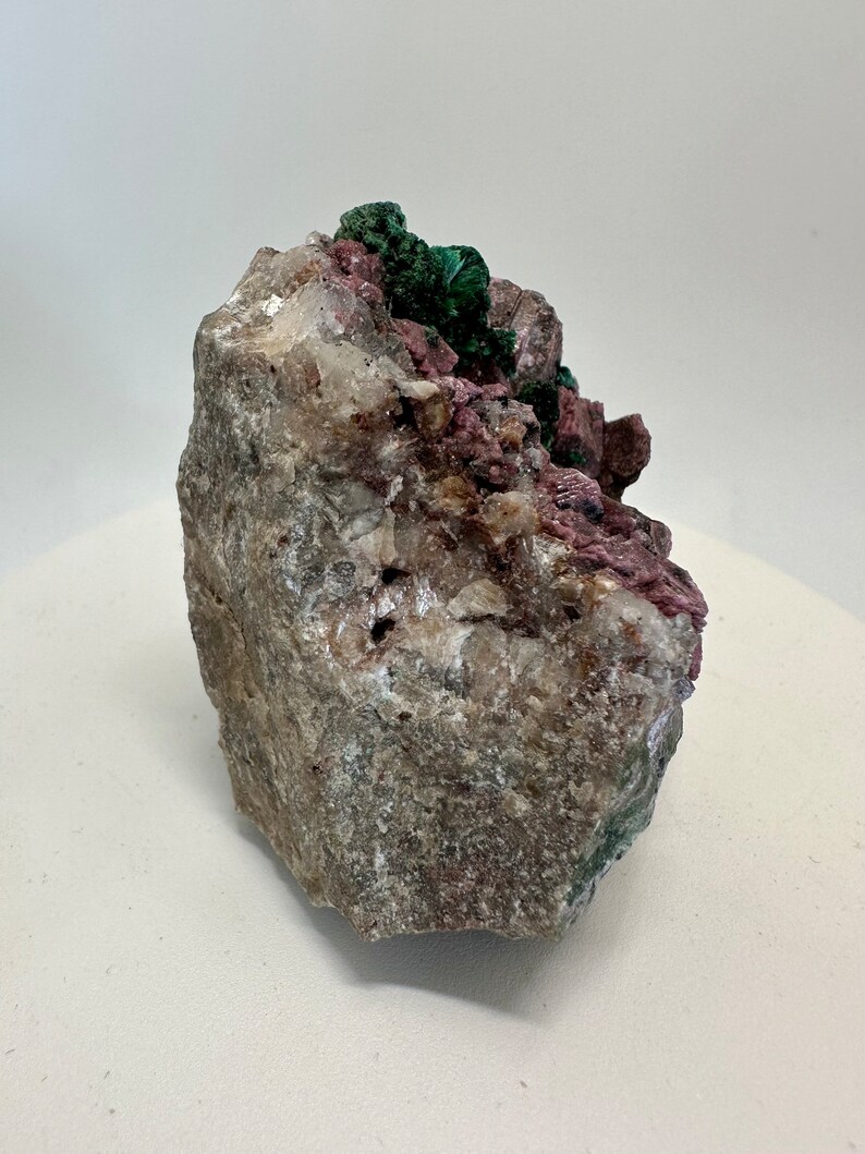 Pink cobalto calcite with malachite image 3