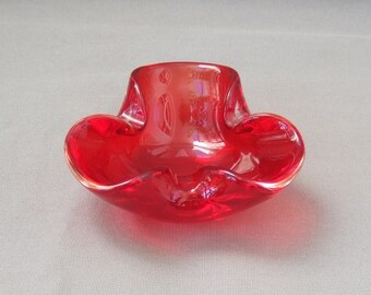 ラージXLヴィンテージレッドムラーノガラス「スプラッシュ」ボウル