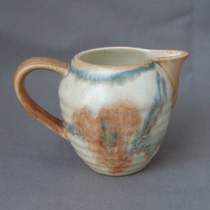 Jarro de leite pequeno jarro de cerâmica esmalte azul marrom vintage S&G Scheurich WGP