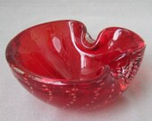 Glass bowl Murano red bowl glass ashtray Mid Century Vintage
