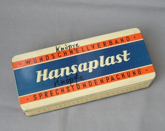 Vintage Blechdose Hansaplast Beiersdorf Pflaster Wundschnellverband Nr. 1249 Sprechstundenpackung