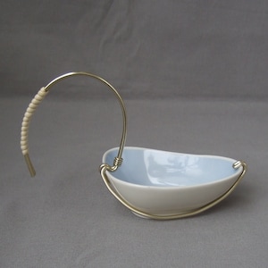 Handle bowl serving bowl snack bowl offering bowl ceramic blue light blue gold Royal Porzellan Bavaria Mid Century Vintage