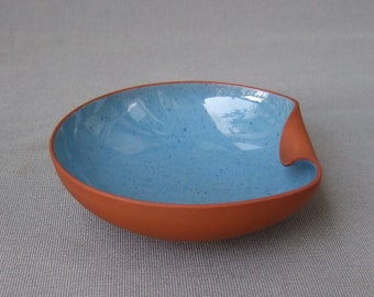 Small bowl studio ceramics signed art ceramics round blue handmade potted vintage