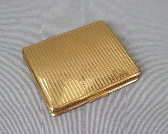 Puderdose gold eckig rechteckig quadratisch Mid Century Vintage