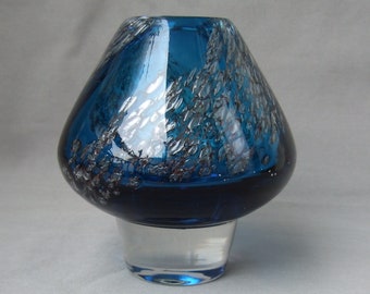 Schott Zwiesel Jarrón Florida azul Heinrich Löffelhardt Vidrio Jarrón de vidrio Burbujas de aire Vintage