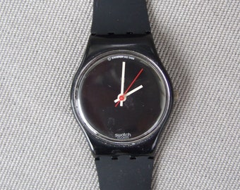 Swatch Black Pearl watch black wristwatch vintage women's watch