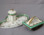 Inkwell Extinguishing Cradle Desk Set Writing Set Porcelain Roland Langewiesen Vintage