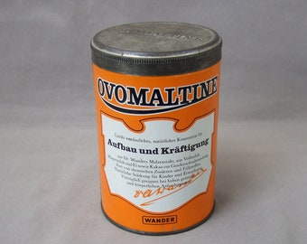 Boîte de conserve Ovaline 500g Dr. A. Wander GmbH rond vintage noir orange