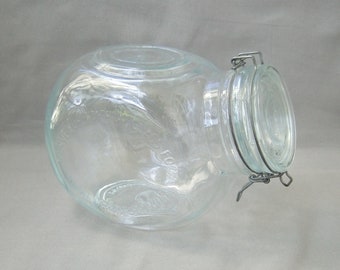 Grand pot de rangement The General Store Marysville 1882 Kansas USA Mid Century vintage candy jar verre incolore transparent