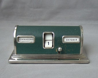 Table Calendar Art Deco green silver perpetual calendar Granit Neustift Vintage