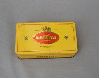 Lata Bristol cigarrillos lata de cigarrillos Recto Virginia Brinkmann Bremen vintage amarillo